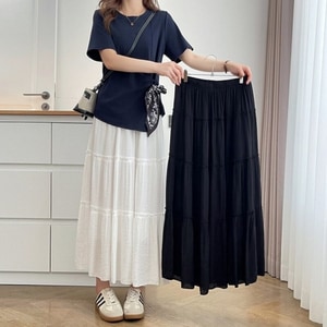 百搭荷葉拼接蛋糕長裙 獨具衣格 C0396