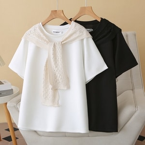 勾花針織披肩短袖T桖上衣 獨具衣格 C0428