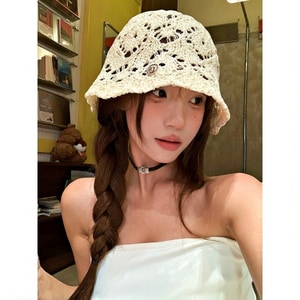薄款針織勾花漁夫帽遮陽帽 獨具衣格 A0176