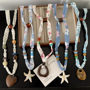 韓系可愛度假風舒適絲巾項鍊 獨具衣格 A0180