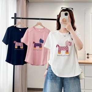 可愛彩色小馬印花短袖T桖上衣 獨具衣格 C0437