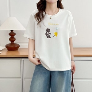 可愛小熊刺繡短袖T桖上衣 獨具衣格 C0439