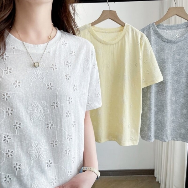 日系勾花蕾絲短袖T桖上衣 獨具衣格 C0446