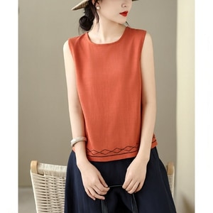 設計款兩面穿棉麻背心上衣 獨具衣格 C0463