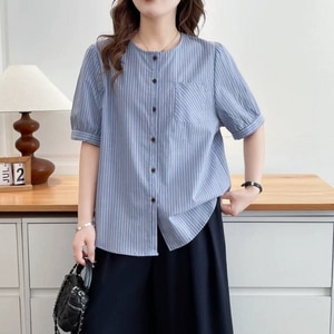 休閒風渡假感配條短袖上衣 獨具衣格 C0485