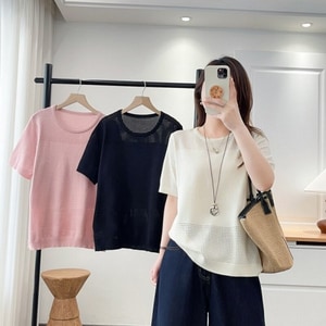 透氣涼爽冰絲針織短袖上衣 獨具衣格 C0489