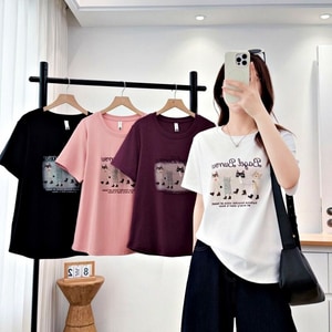 超可愛排排站貓咪印花短袖T桖上衣 獨具衣格 C0494