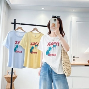 可愛漫畫貓印花短袖T桖上衣 獨具衣格 C0496