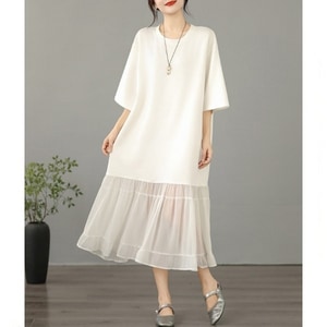 超美下擺拼接雪紡假兩件洋裝 獨具衣格 C0503