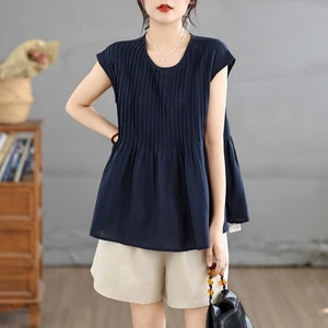 超美百摺露背設計無袖上衣 獨具衣格 C0508