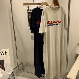 棉質可愛英文字印花短袖長洋裝睡衣洋裝 獨具衣格 C0512