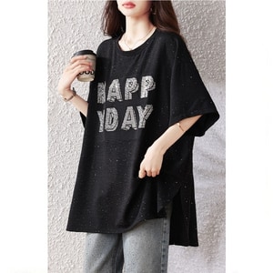 個性風亮片感英文字前短後長短袖上衣(XL-5L) 獨具衣格 C0514