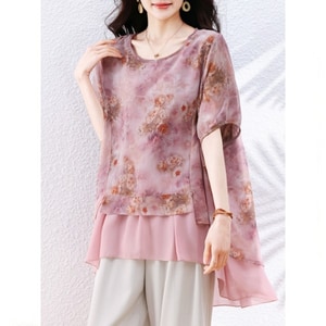 春季感雪紡飄逸前短後長上衣(2L-5L) 獨具衣格 C0525