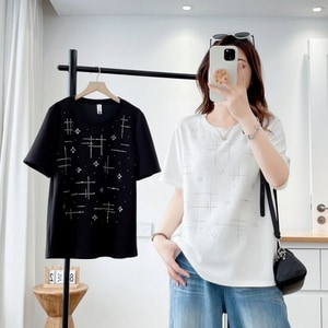 閃亮亮貼鑽短袖T桖上衣 獨具衣格 C0536