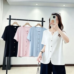 微露V領設計款短袖上衣 獨具衣格 C0539