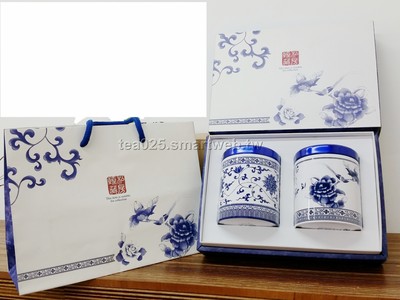 青花 牡丹+纏枝二兩鐵罐茶葉禮盒