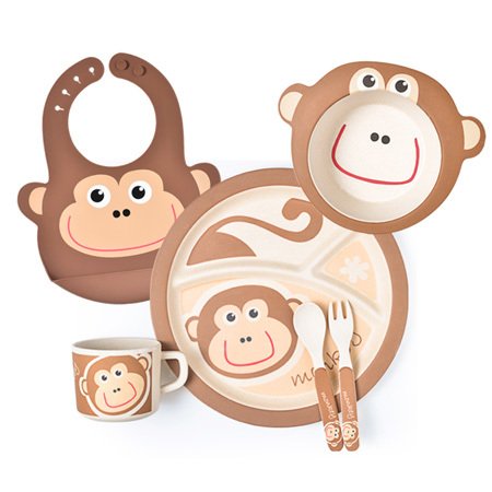 la-boos 竹纖維兒童餐具-淘氣猴 套裝