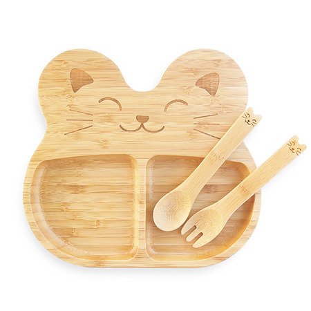 la-boos 純天然竹製兒童餐具 - 元氣Cat貓 