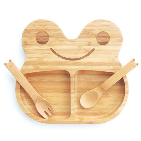 la-boos 純天然竹製兒童餐具 - 幸福微笑蛙 