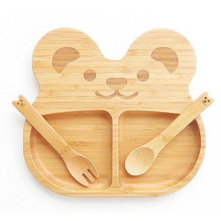 la-boos 純天然竹製兒童餐具 - 可愛QQ熊 