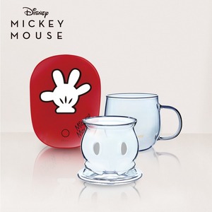 Disney迪士尼米奇趣味恆溫電熱盤組-紅色+單杯【DJ】