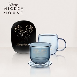 Disney迪士尼米奇趣味恆溫電熱盤組-黑色+單杯【DJ】