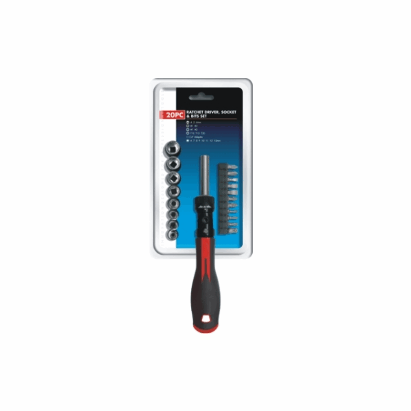 20PC RATCHET DRIVER SOCKET & BITS SET