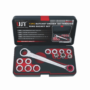 13PC RATCHET DRIVER GO THROUGH RING SOCKET SET