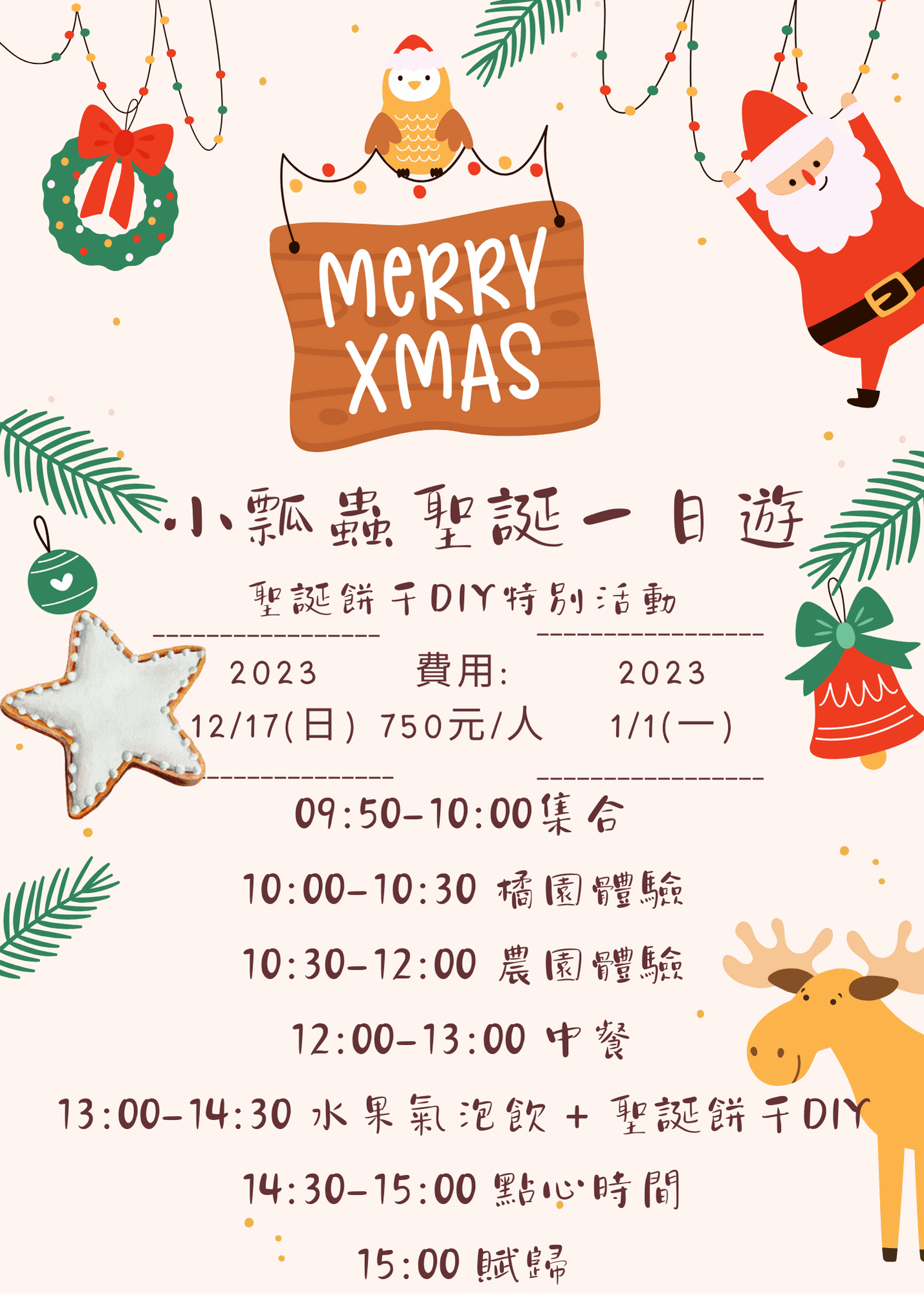 【散客預約】聖誕節與元旦特別活動！！