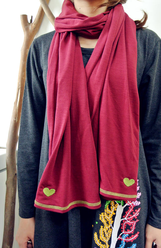 Dual-use scarf -Red - Scarves - Cotton & Hemp Red