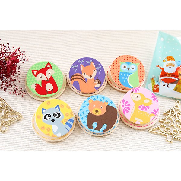 木製動物磁鐵圓夾組(六入)❤ 聖誕節禮物、生日禮、婚禮小物