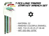 7 PCS LONG TAMPER STAR KEY WRENCH SET.