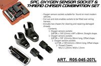 5PC, OXYGEN SENSOR SOCKET & THREAD CHASER COMBINATION SET.