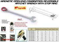 MAGNETIC OPEN-END COMBINATION REVERSIBLE RATCHET WRENCH.