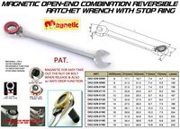 MAGNETIC OPEN-END COMBINATION REVERSIBLE RATCHET WRENCH.