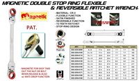 MAGNETIC DOUBLE STOP RING FLEXIBLE & REVERSIBLE RATCHET WRENCH.