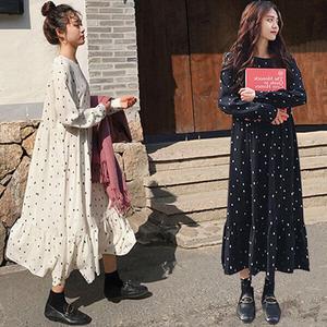 §獨具衣格§ J1249 雪紡 點點飄逸感洋裝-大尺碼