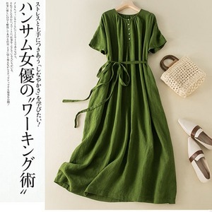 日系棉麻布料顯瘦洋裝 獨具衣格 J5224