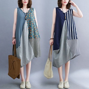 日系拼布設計不規則背心洋裝 獨具衣格 J5301