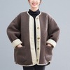 韓版羊羔絨撞色釦子外套 獨具衣格 J5593