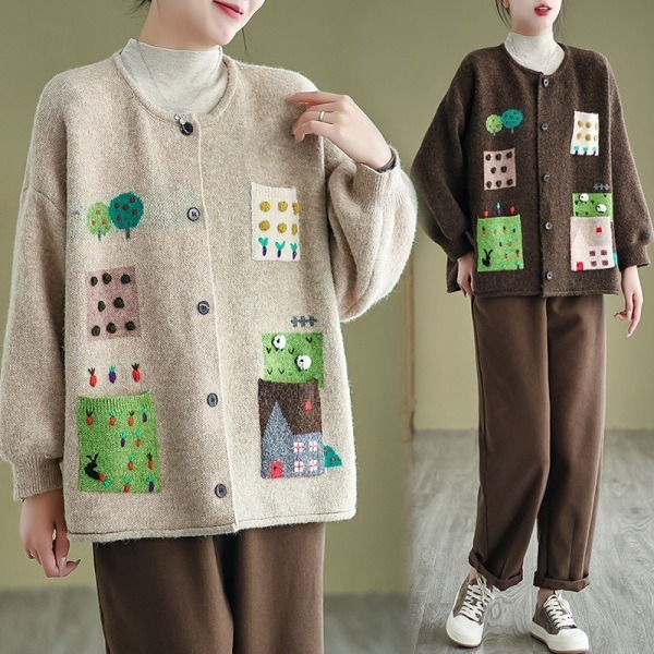 日系甜美小樹針織外套 獨具衣格 J6851