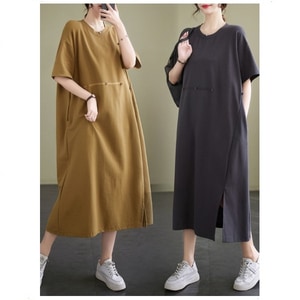棉質釦子縮腰造型顯瘦洋裝 獨具衣格 J7834
