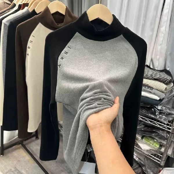 半高領德絨內搭可外穿撞色保暖上衣 獨具衣格 J8390 半高領德絨內搭可外穿撞色保暖上衣 獨具衣格 J8390