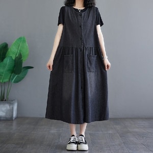 牛仔雙口袋背心洋裝 獨具衣格 J8883