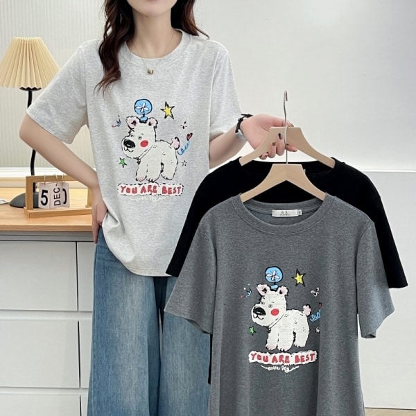 超可愛狗狗印花圓領T桖上衣 獨具衣格 J9005