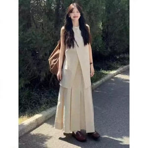 韓系簡約女孩風套裝(背心+裙子) 獨具衣格 J9022