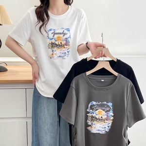 冰山印花圓領T桖上衣 獨具衣格 J9083