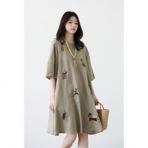 森林系女孩刺繡圓領洋裝 獨具衣格 J9374