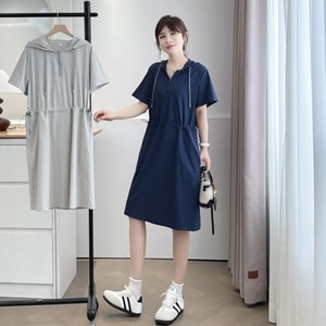 休閒百搭連帽拉鍊洋裝 獨具衣格 J9391