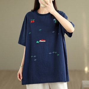 超可愛房子刺繡中長版T桖上衣 獨具衣格 J9448